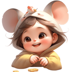 cute baby transforms into a little mouse