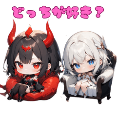 Cute Battle of Angel and Devil