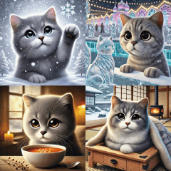 Cozy Winter Cat Stickers