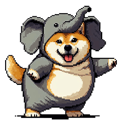 Pixel art elephant fat shiba