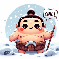 Snowy Sumo Wrestler Stickers@SFW