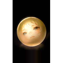 gold ball with face