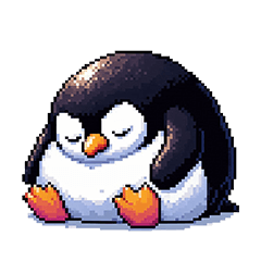 Pixel art fat penguin