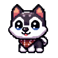 Husky cute stickers-pixel version