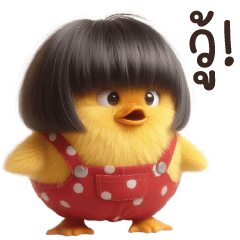 Yellow duck with red overalls