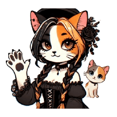 Gothic Charm: Calico Cat Stickers