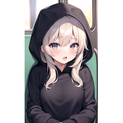 hoodie girl riding a train