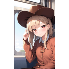 Western beautiful girl riding a train