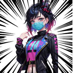 Rock punk girl with earrings and mask