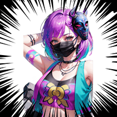 Rock punk girl with tattoo and mask