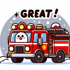 Snowy Fire Truck Stickers@SFW