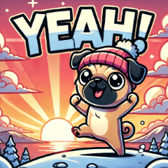 Cute New Year's Sunrise Pug 1