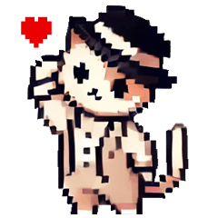 pixel art of gentleman cat.