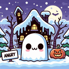 Snowy Haunted House Stickers@SFW