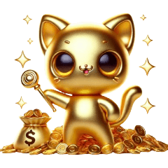 Golden Cat Stickers: Fun & Expressive