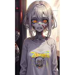 Zombie and silver-haired girl