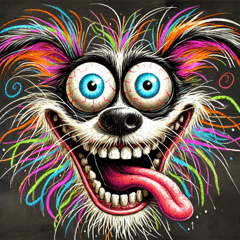 Crazy Dog Chalk Art Emotions