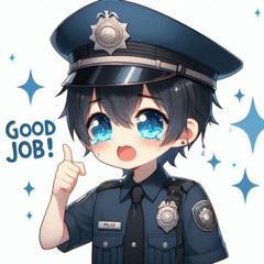 Teary Police Officer Stickers@SFW