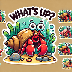 Quirky Hermit Crab Stickers@SFW