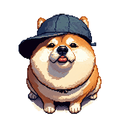 Pixel art fat shiba dog loves girlfriend