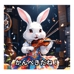 Rabbit plays the violin
