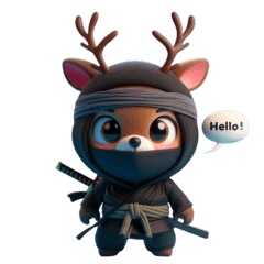 Cute ninja reindeer sticker 002