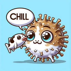 Teary Pufferfish Stickers@SFW