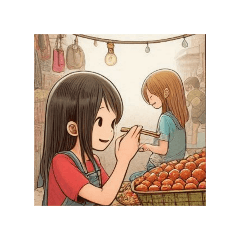 girls work in market