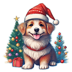 Stylish and cute Christmas dog Sticker