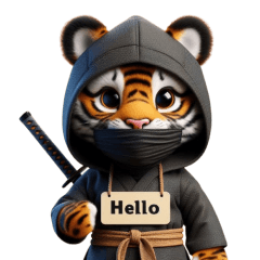 Cute ninja tiger sticker 002