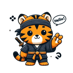 Cute ninja tiger sticker 001