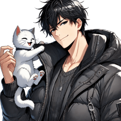 Him with a Cat (Bossy, Down Jacket Ver.)