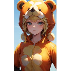 Blonde girl in bear costume