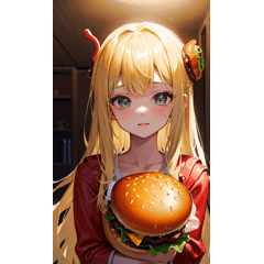 Blonde girl in hamburger costume