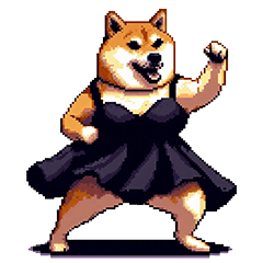 Pixel art dressed fat shiba for husband