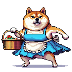 Pixel art angry fat shiba wife