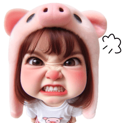 Pig girl angry emoji pack