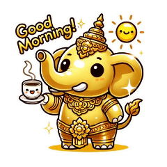 Golden Elephant Festive & Cute Stickers