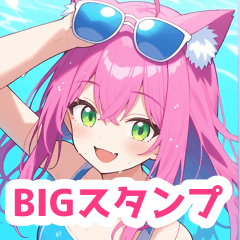 Swimsuit fox girl play BIG sticker