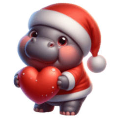 Cute dwarf hippo : Christmas & New Year