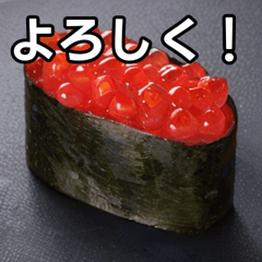 Talking salmon roe sushi