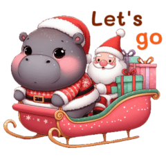 Cute hippo : Christmas & New Year (Eng)