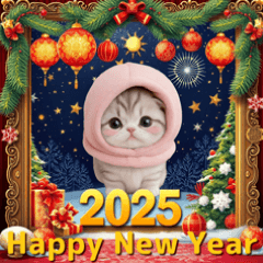 cute cat xms and new year big Sticker