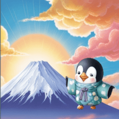 Year-end to New Year Penguin Sticker