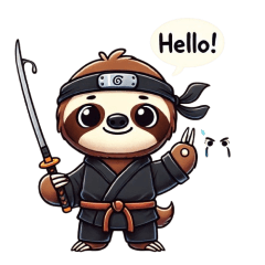 Cute ninja sloth sticker 001