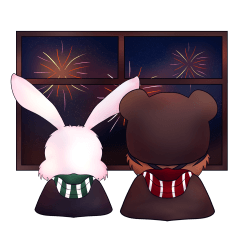 Tiger bear and white rabbit 1 (Xmas HNY)