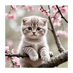 Cute scottish fold cat in all seasons