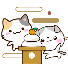 Sticker of Scottish Fold cat (New Year)