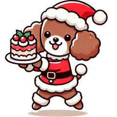 toy poodle santa claus sticker