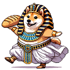 Pixel art pharaoh fat shiba dog egypt